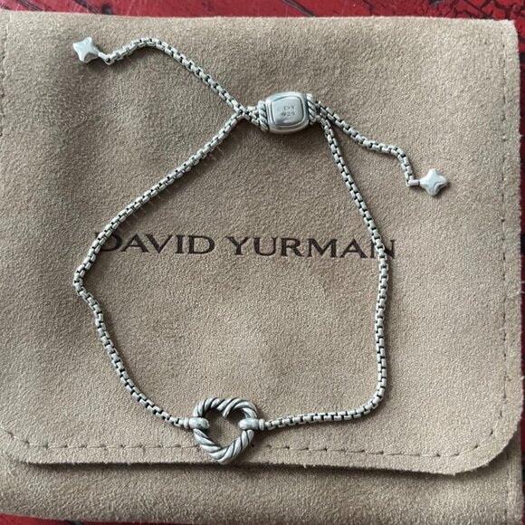 David Yurman 18K Gold and Diamond Heart Station Adjustable Bracelet - Picture 2 of 2